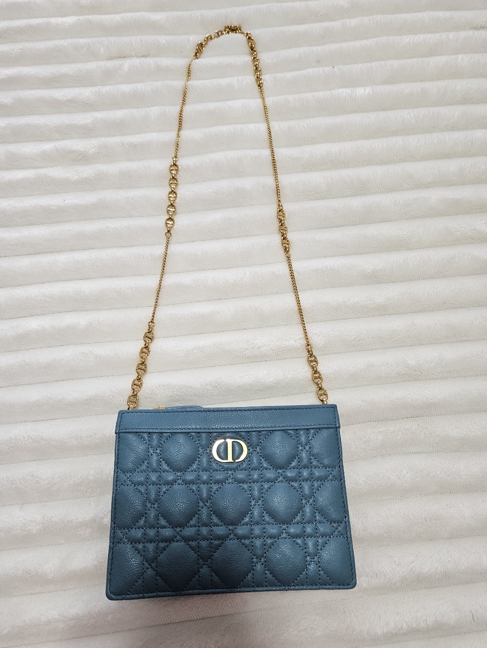 Christian Dior Caro Wallet on Chain (WOC) – Blue Cannage Leather
